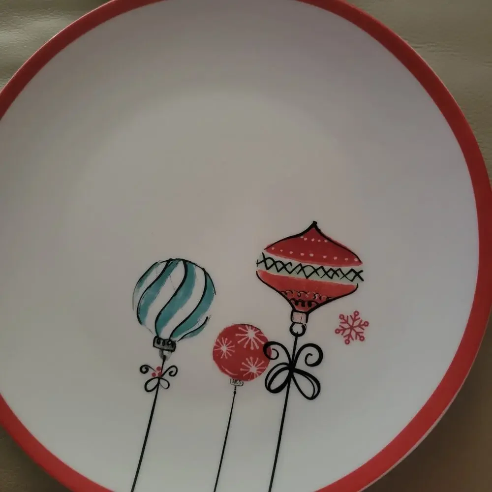 American Atelier Salad Plates Christmas Bulbs‎ and Presents Porcelain Set of two